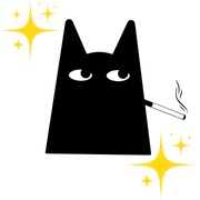 En svart katt som röker för att illustrera Flashback Forum och deras logga