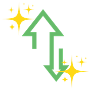 En stor pil uppåt för att illustrera fördelarna med ett MGA-casino