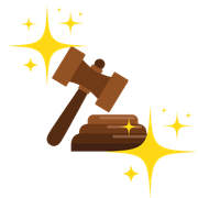 Illustration av en klubba som symboliserar juridiken kring Swish