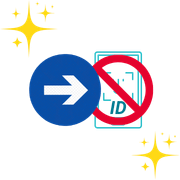 En pil och ett överstruket BankID för att illustrera olika typer av casinon utan BankID