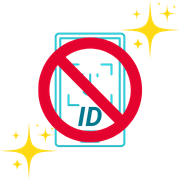 Ett överstruket BankID för att illustrera casinon utan BankID